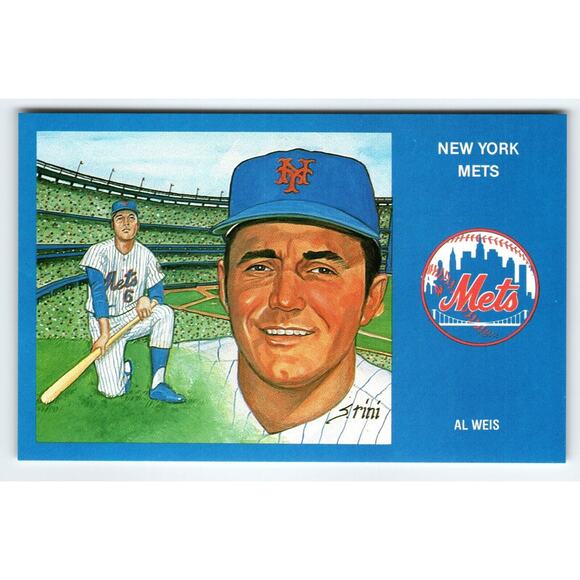 1969 NY Mets Baseball Postcard Susan Rini Al Weis Unused Limited Edition Vintage - Picture 1 of 2